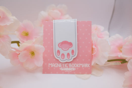 White Cat Paw Magnetic Bookmark