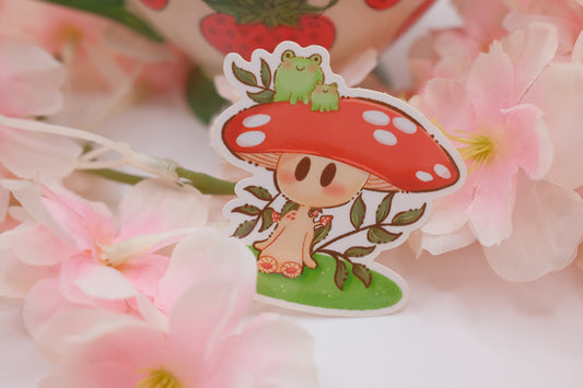 Mushroom and Frog Sticker