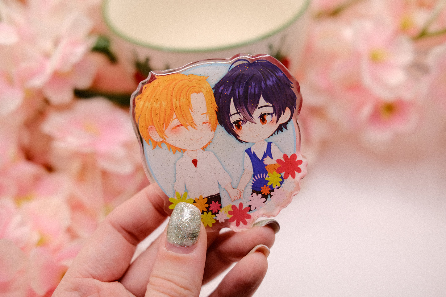 Sasaki and Miyano Couple Acrylic Pin